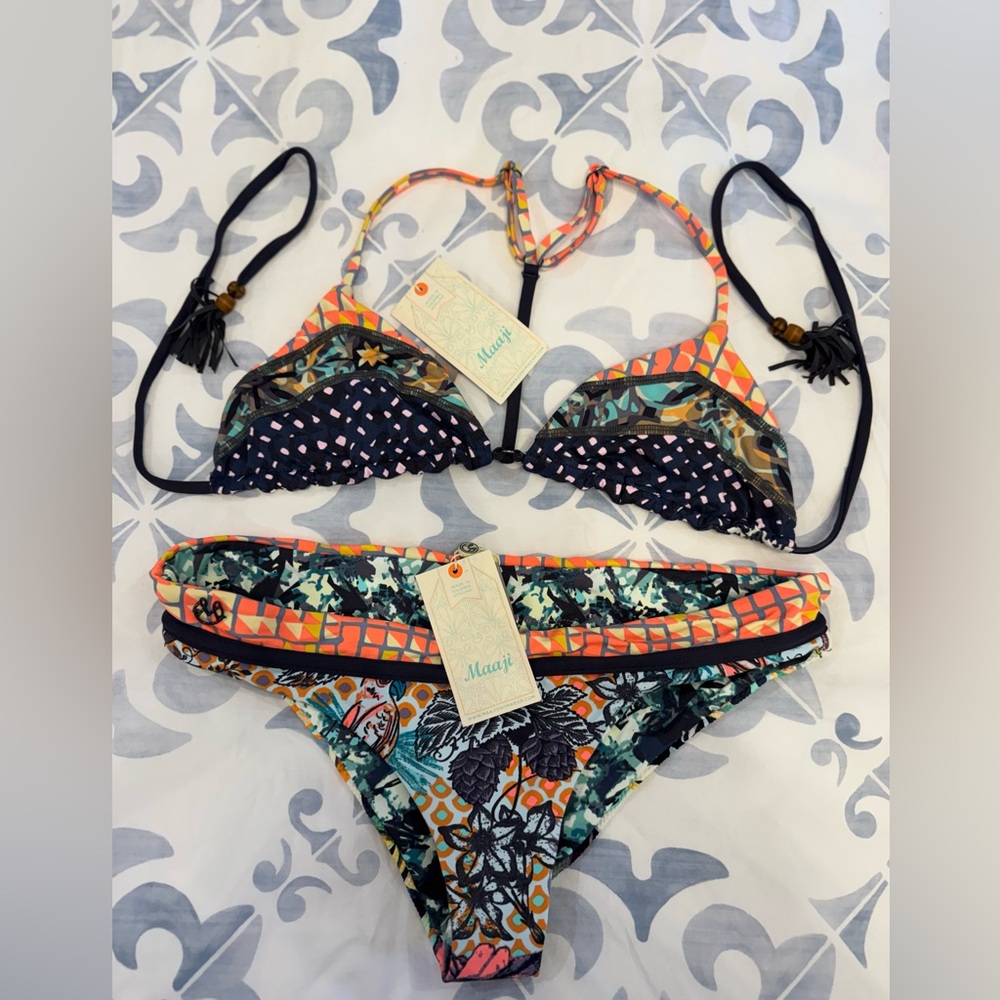 Maaji Multicolor Patterned Bikini Bottom and top